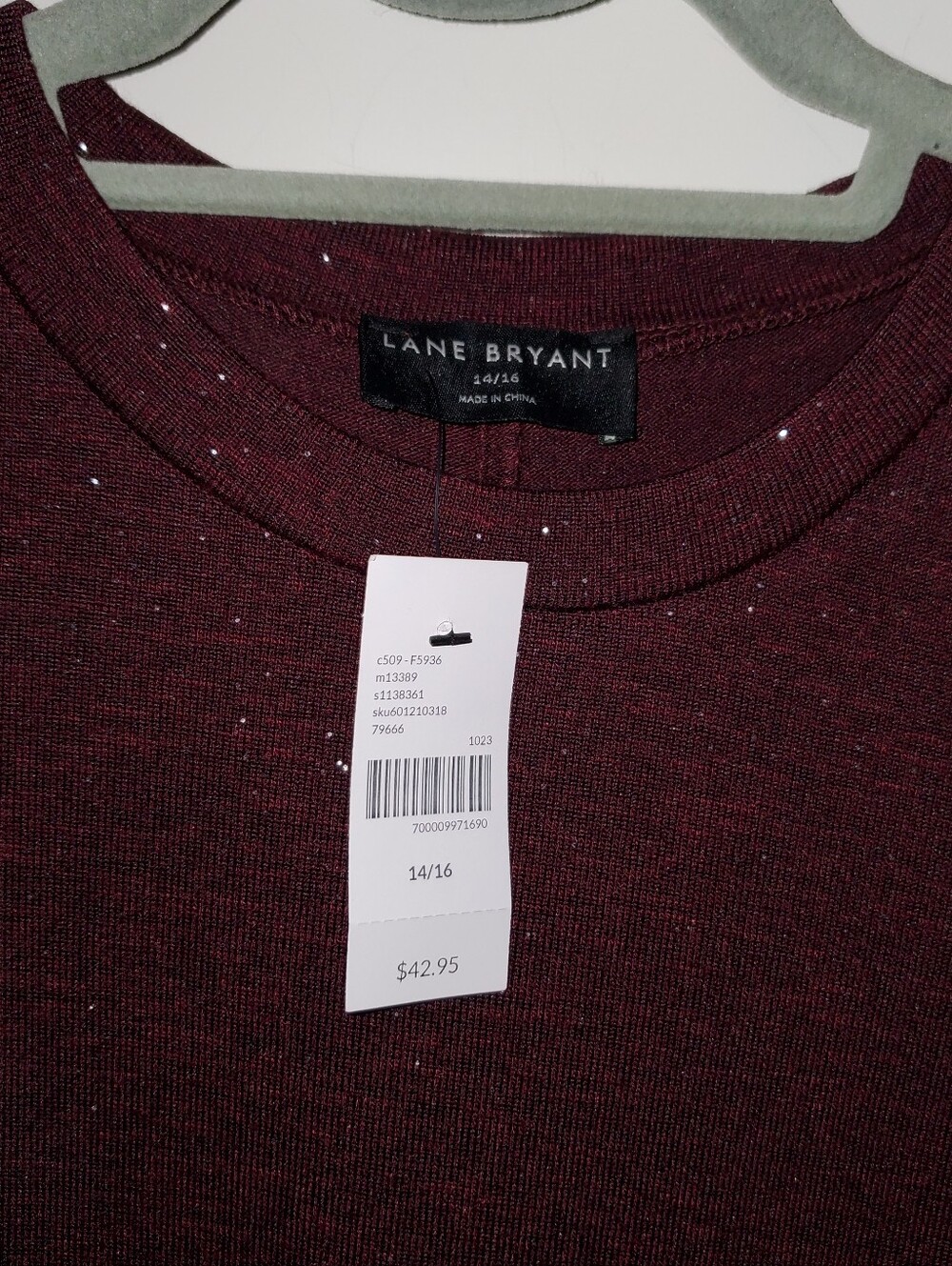 Lane Bryant XL NWT Sleeveless Glitter Swing Top - Wine - Picture 3 of 6